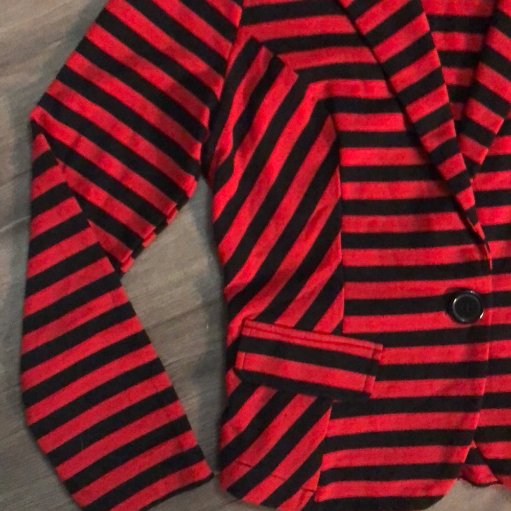 Red & Black Light Weight Stripe Blazer - Picture 3 of 5
